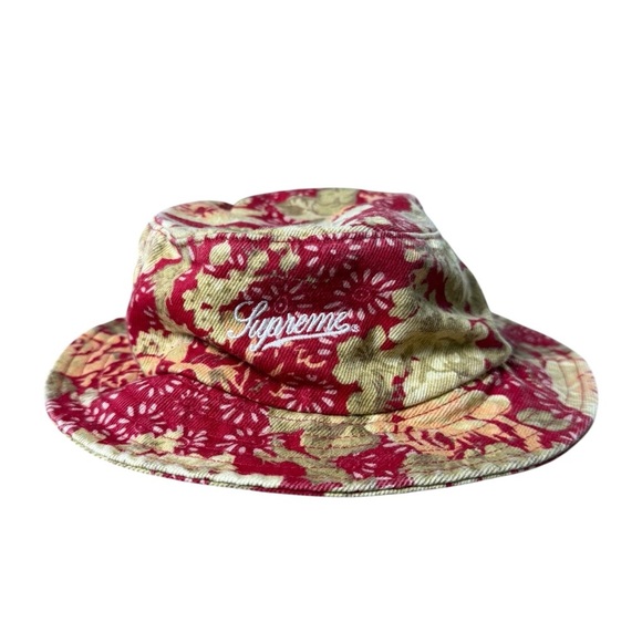 Supreme Zip Twill Crusher Floral Bucket Hat SS18 Red Medium Large - Picture 11 of 12